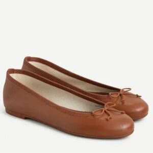 J. Crew Brown Leather Bow Ballet Flats Size 8.5